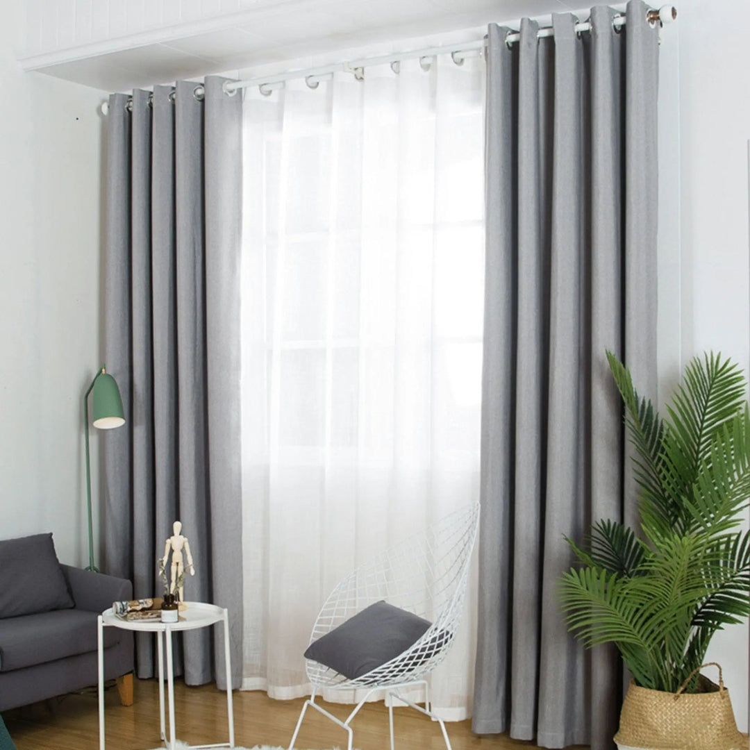 Double rideaux salon - Gris - 1 - Beauger